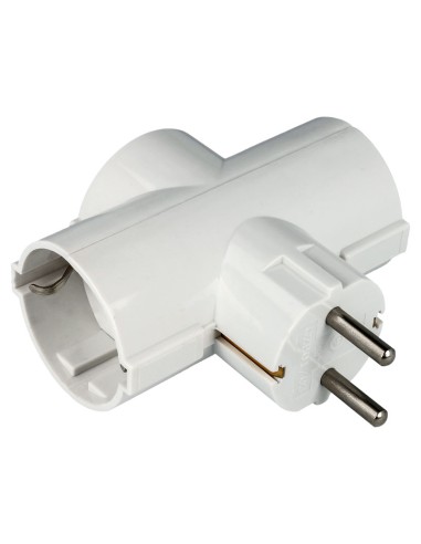 Adaptador de red 1 macho a 3 hembras Schuko