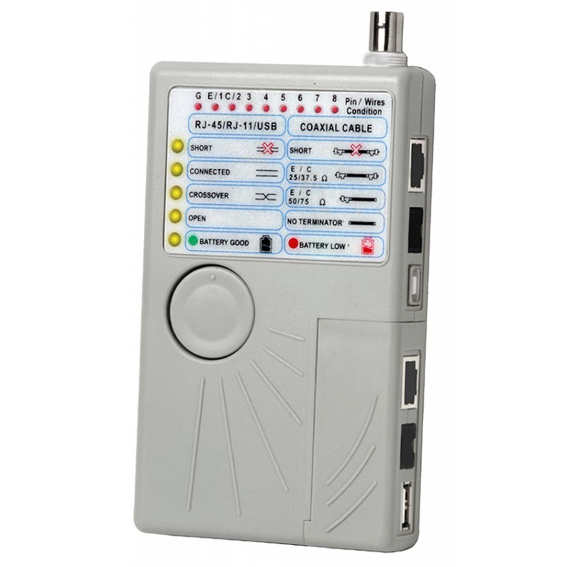 Tester de conexiones RJ11-RJ45-BNC y USB